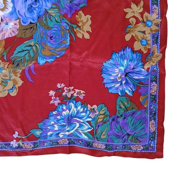 Vintage Liz Claiborne Floral 100% Silk Scarf - Picture 4 of 10